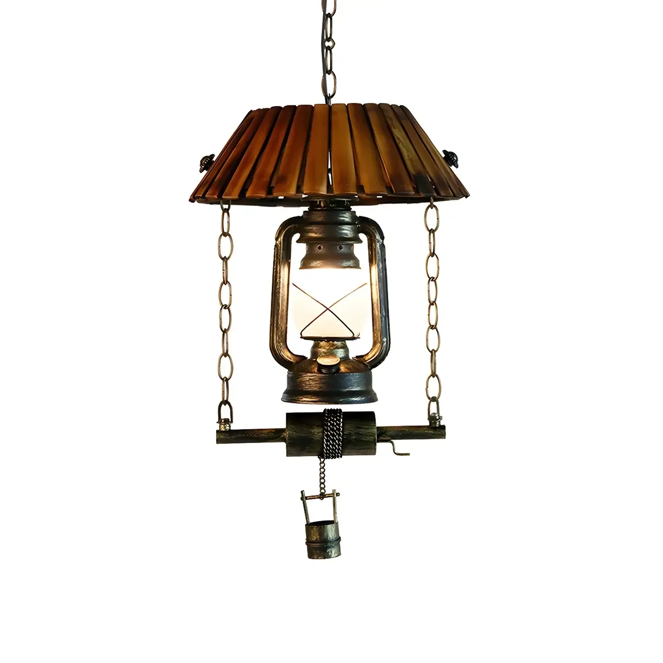 Rustic Brown Glass Pendant Light for Kitchen Island
