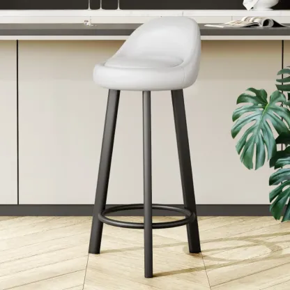 Minimalist Round Tripod Faux Leather Bar Stools Image - 4