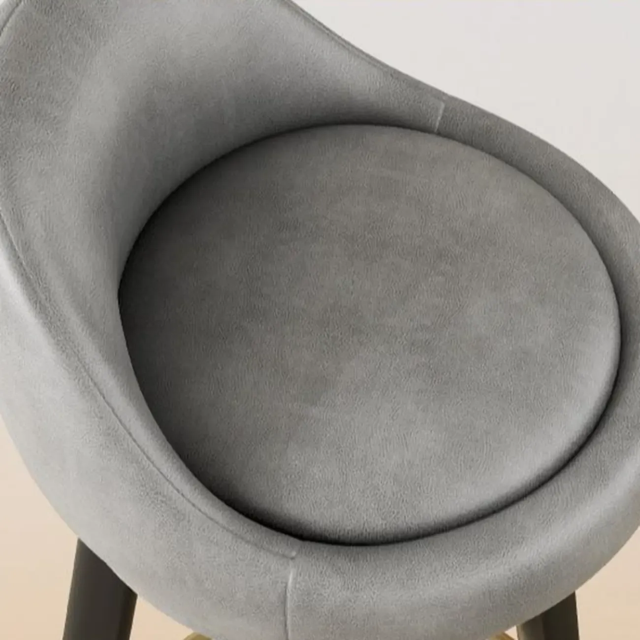 Minimalist Round Tripod Faux Leather Bar Stools Image - 13