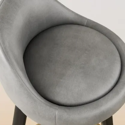 Minimalist Round Tripod Faux Leather Bar Stools Image - 13