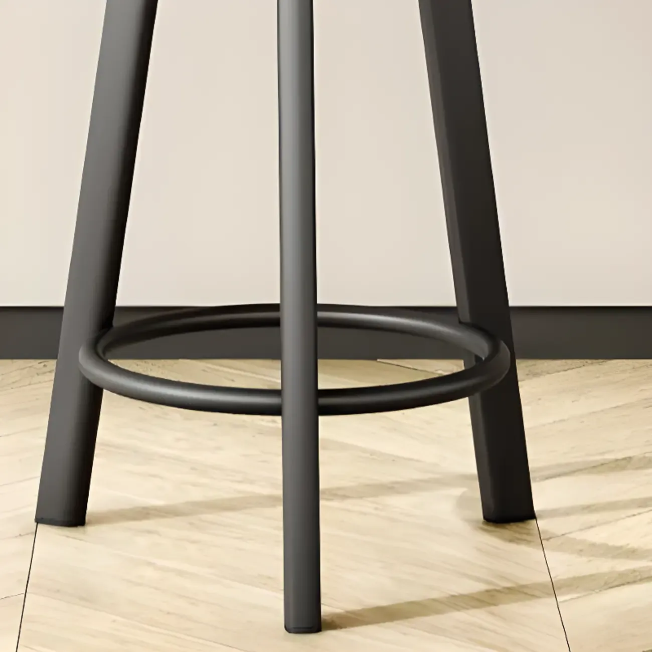 Minimalist Round Tripod Faux Leather Bar Stools Image - 7