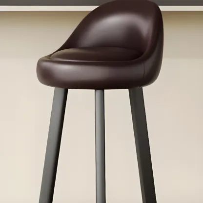 Minimalist Round Tripod Faux Leather Bar Stools Image - 6