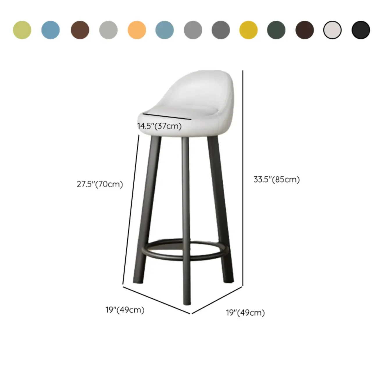 Minimalist Round Tripod Faux Leather Bar Stools #size