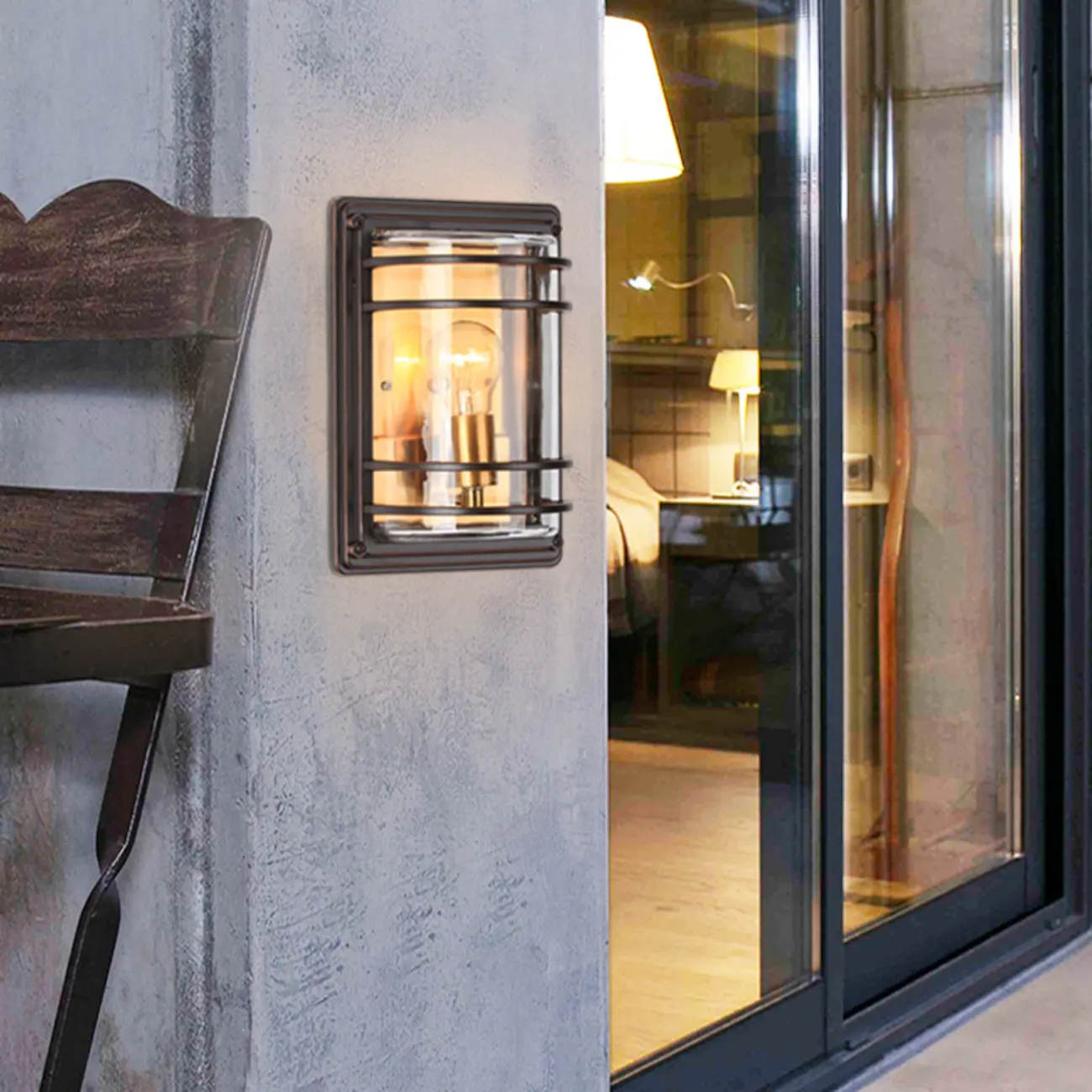 Modern Metal Brown Cylinder Glass Outdoor Wall Light | homeyfad