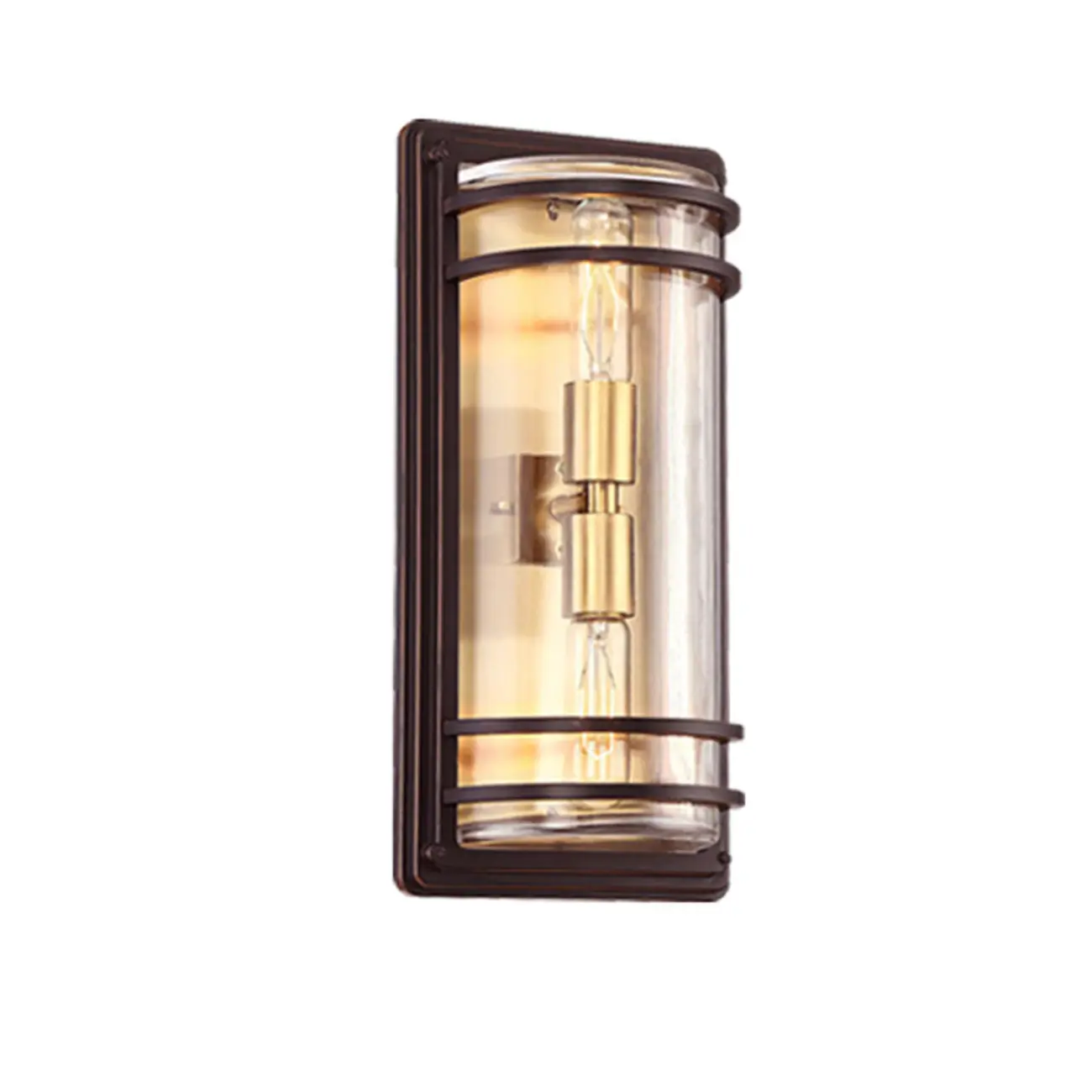 Modern Metal Brown Cylinder Glass Outdoor Wall Light | homeyfad