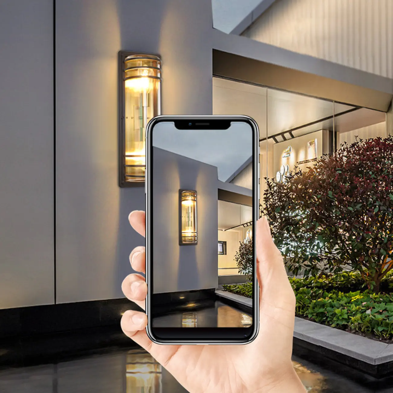 Modern Metal Brown Cylinder Glass Outdoor Wall Light | homeyfad