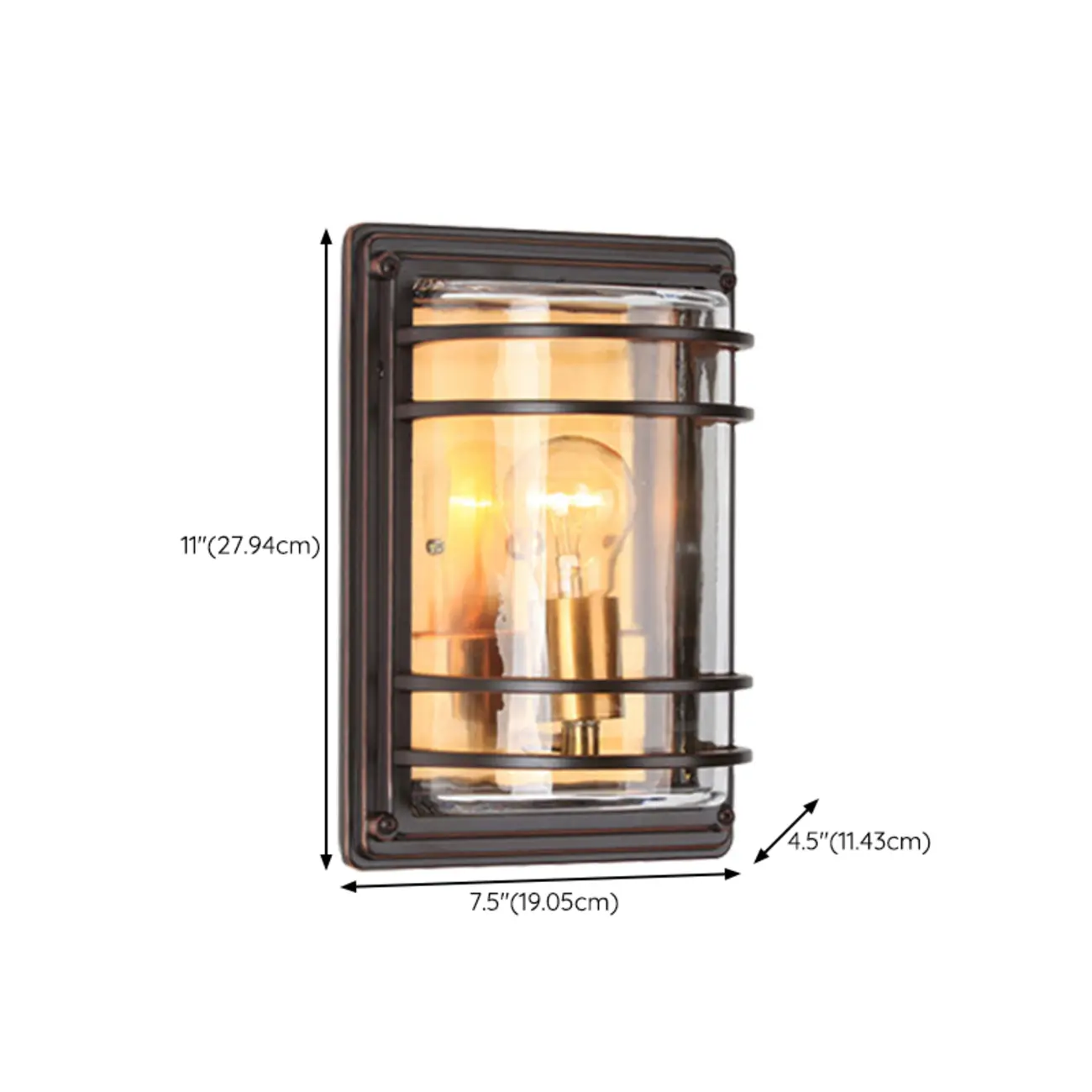 Modern Metal Brown Cylinder Glass Outdoor Wall Light | homeyfad