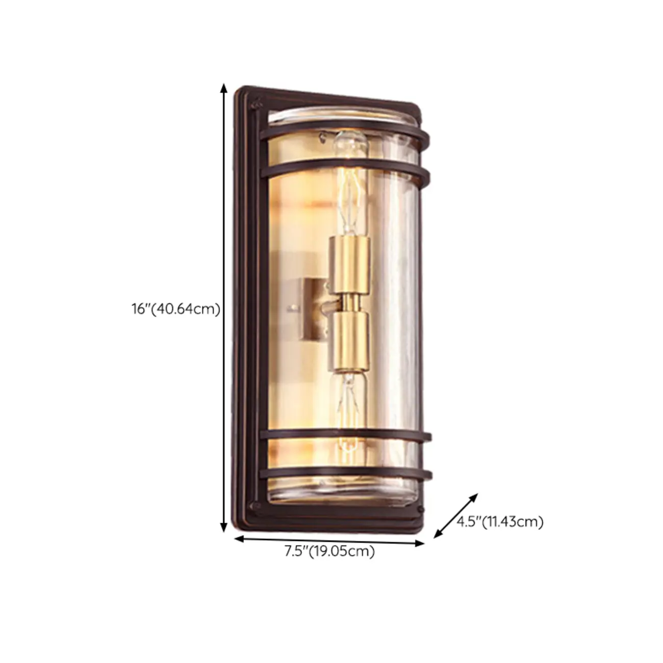 Modern Metal Brown Cylinder Glass Outdoor Wall Light | homeyfad