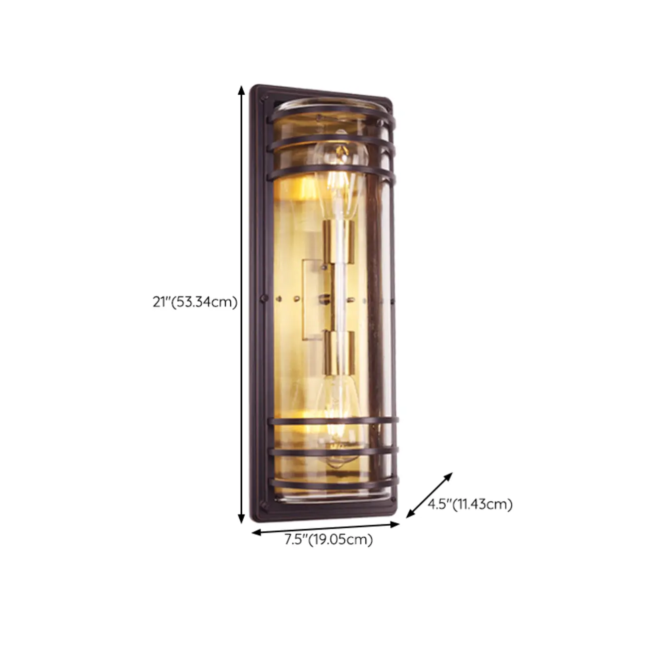 Modern Metal Brown Cylinder Glass Outdoor Wall Light | homeyfad