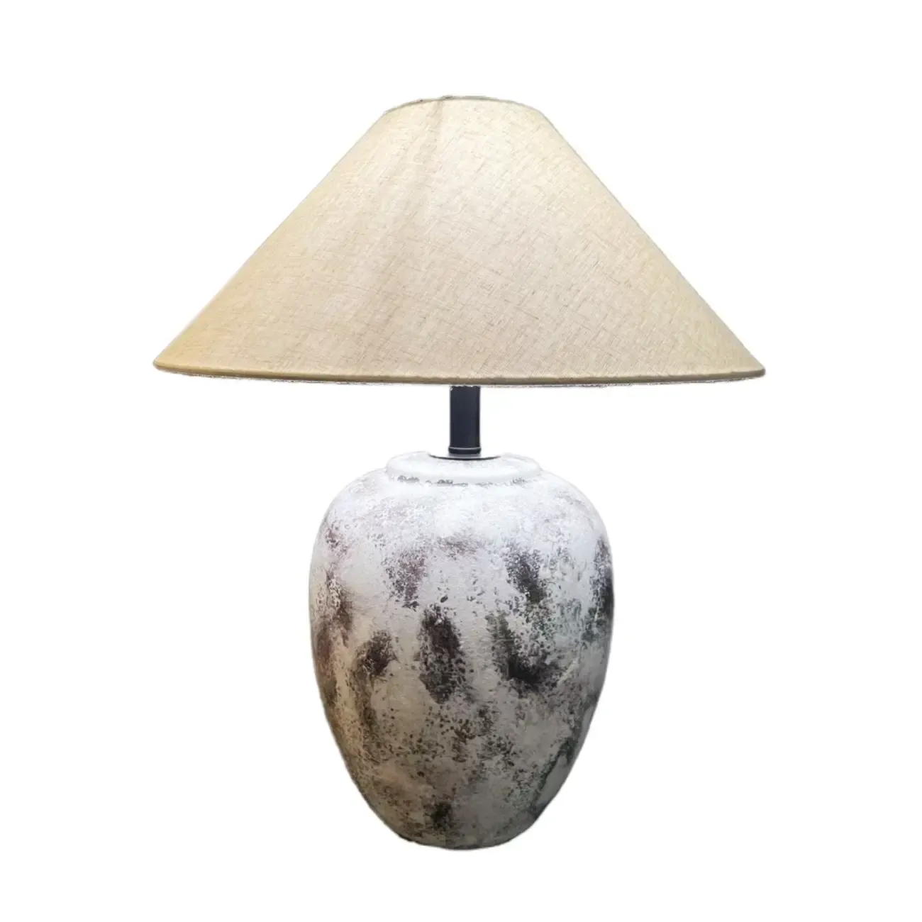 Ceramic Table Lamp with Cone Fabric Shade, LED Compatible Image - 5