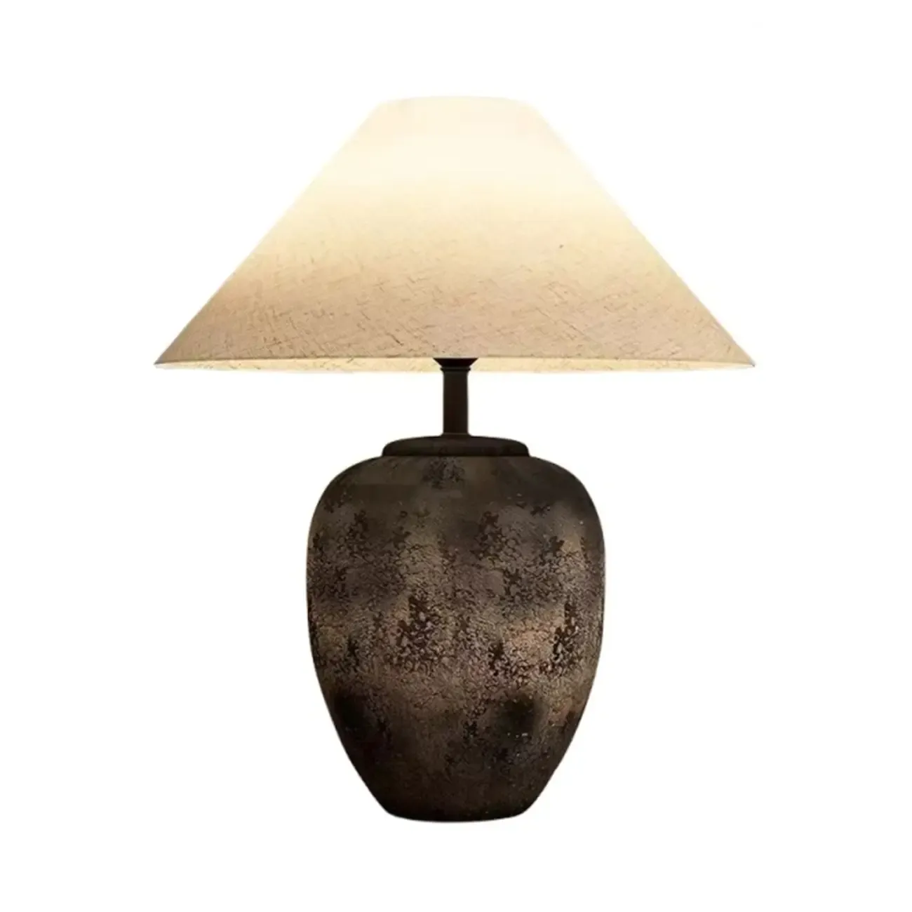 Ceramic Table Lamp with Cone Fabric Shade, LED Compatible Image - 6