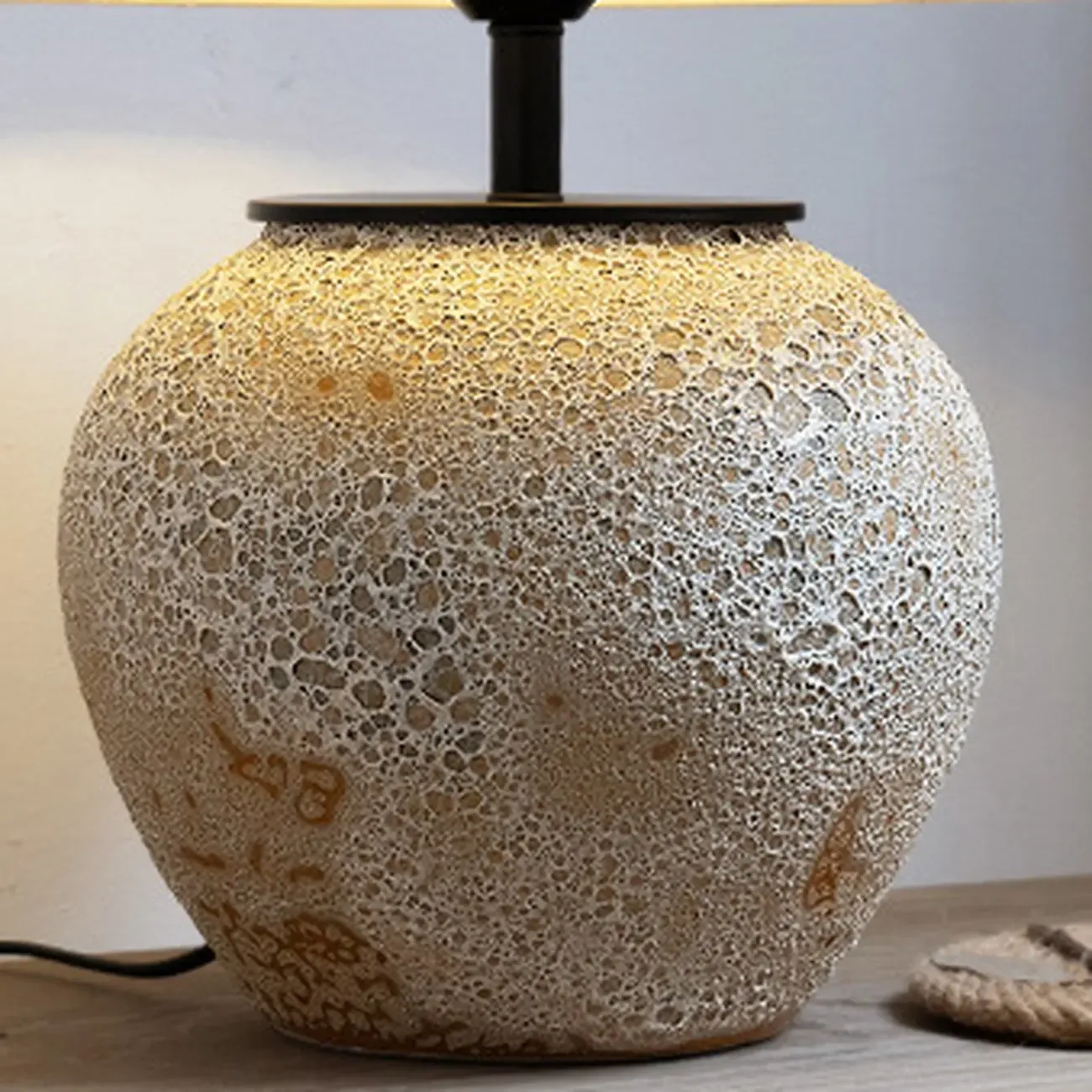 Ceramic Table Lamp with Cone Fabric Shade, LED Compatible Image - 7