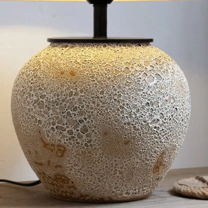 Ceramic Table Lamp with Cone Fabric Shade, LED Compatible Image - 7