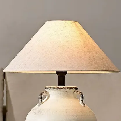 Ceramic Table Lamp with Cone Fabric Shade, LED Compatible Image - 8