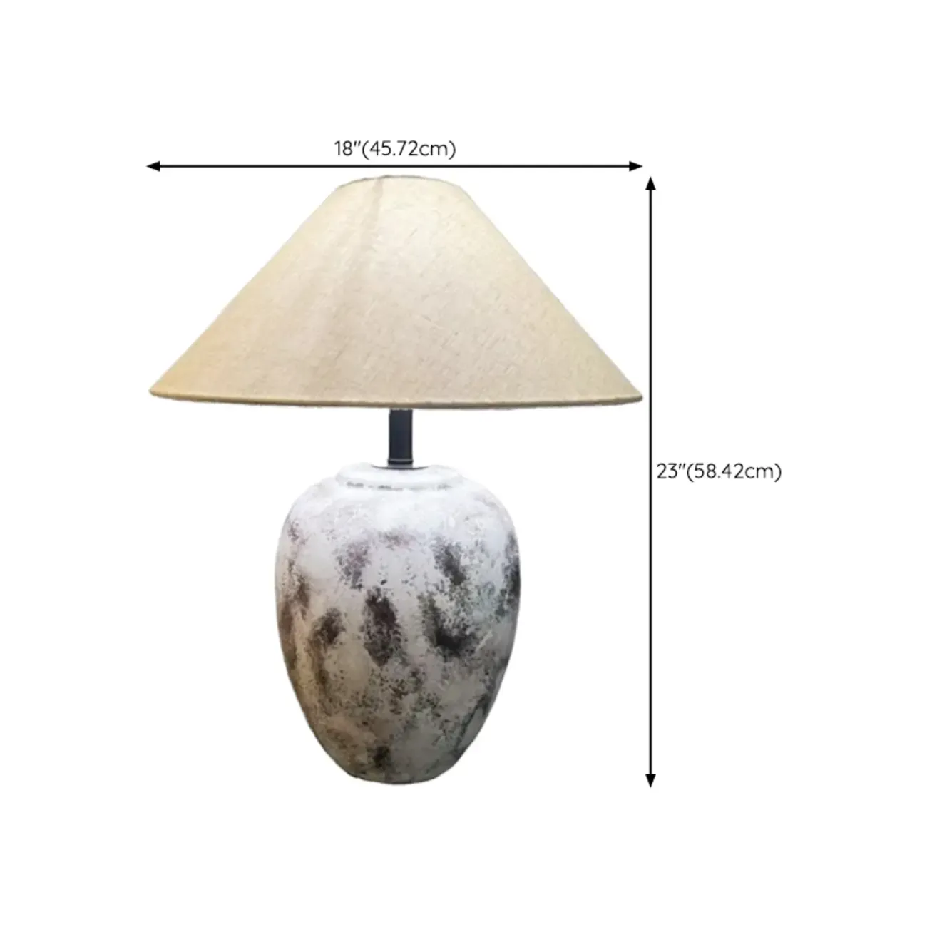 Ceramic Table Lamp with Cone Fabric Shade, LED Compatible #size