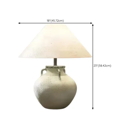 Ceramic Table Lamp with Cone Fabric Shade, LED Compatible Image - 12