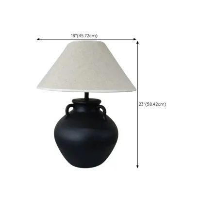 Ceramic Table Lamp with Cone Fabric Shade, LED Compatible Image - 13