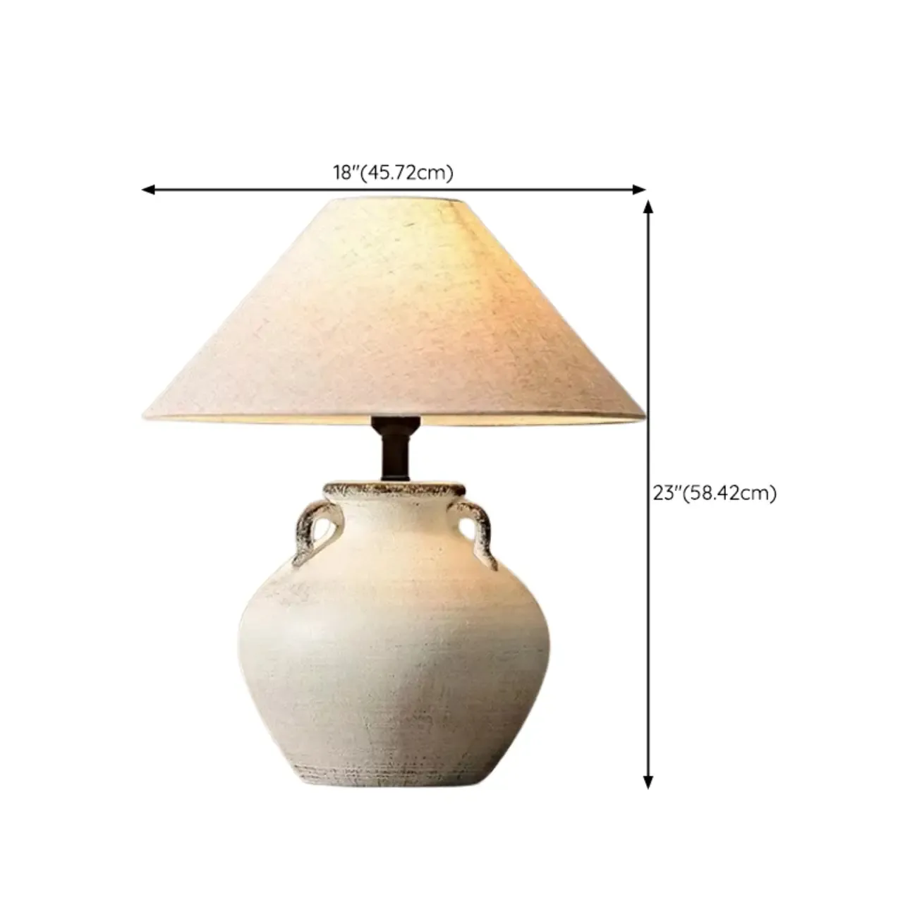 Ceramic Table Lamp with Cone Fabric Shade, LED Compatible Image - 14