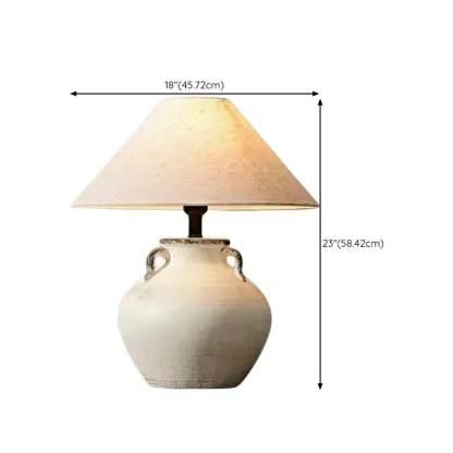 Ceramic Table Lamp with Cone Fabric Shade, LED Compatible Image - 14