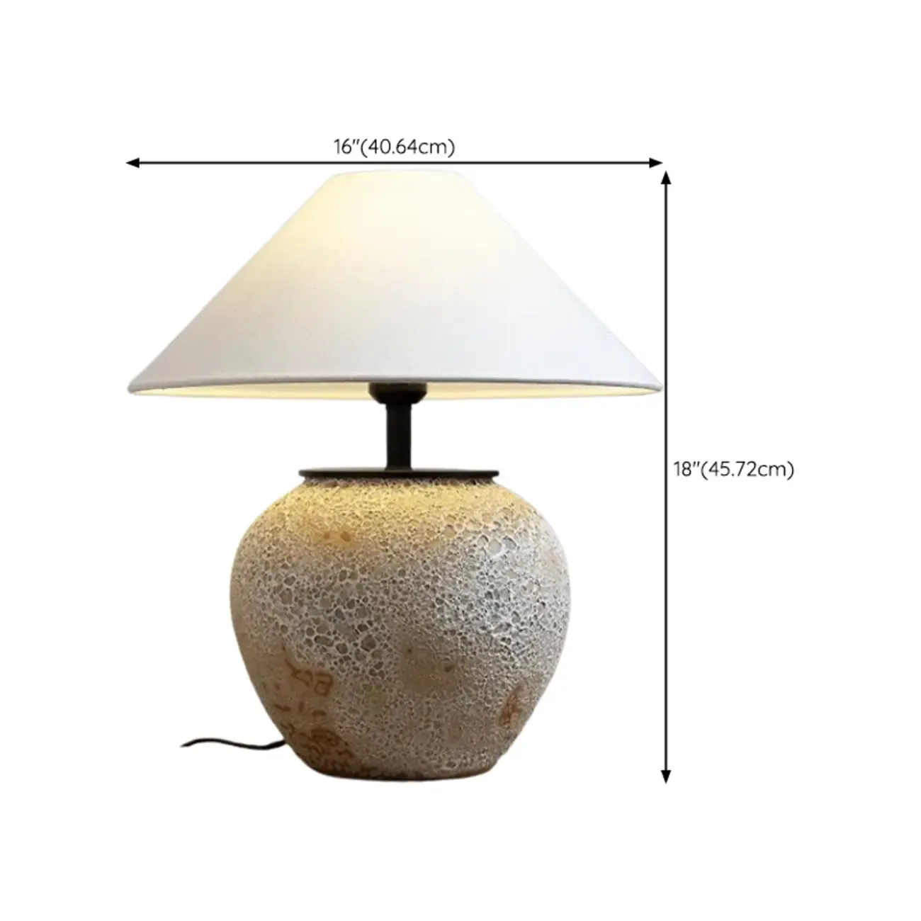 Ceramic Table Lamp with Cone Fabric Shade, LED Compatible Image - 16