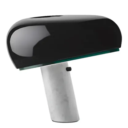 Modern Geometric Stone & Iron LED Table Lamp, Black Image - 9