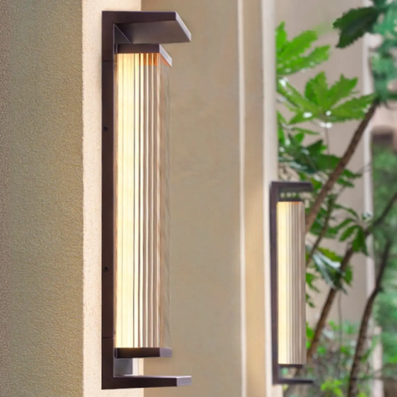 Modern Vertical Rectangle Transparent Shade Wall Sconce Image - 1 | homeyfad