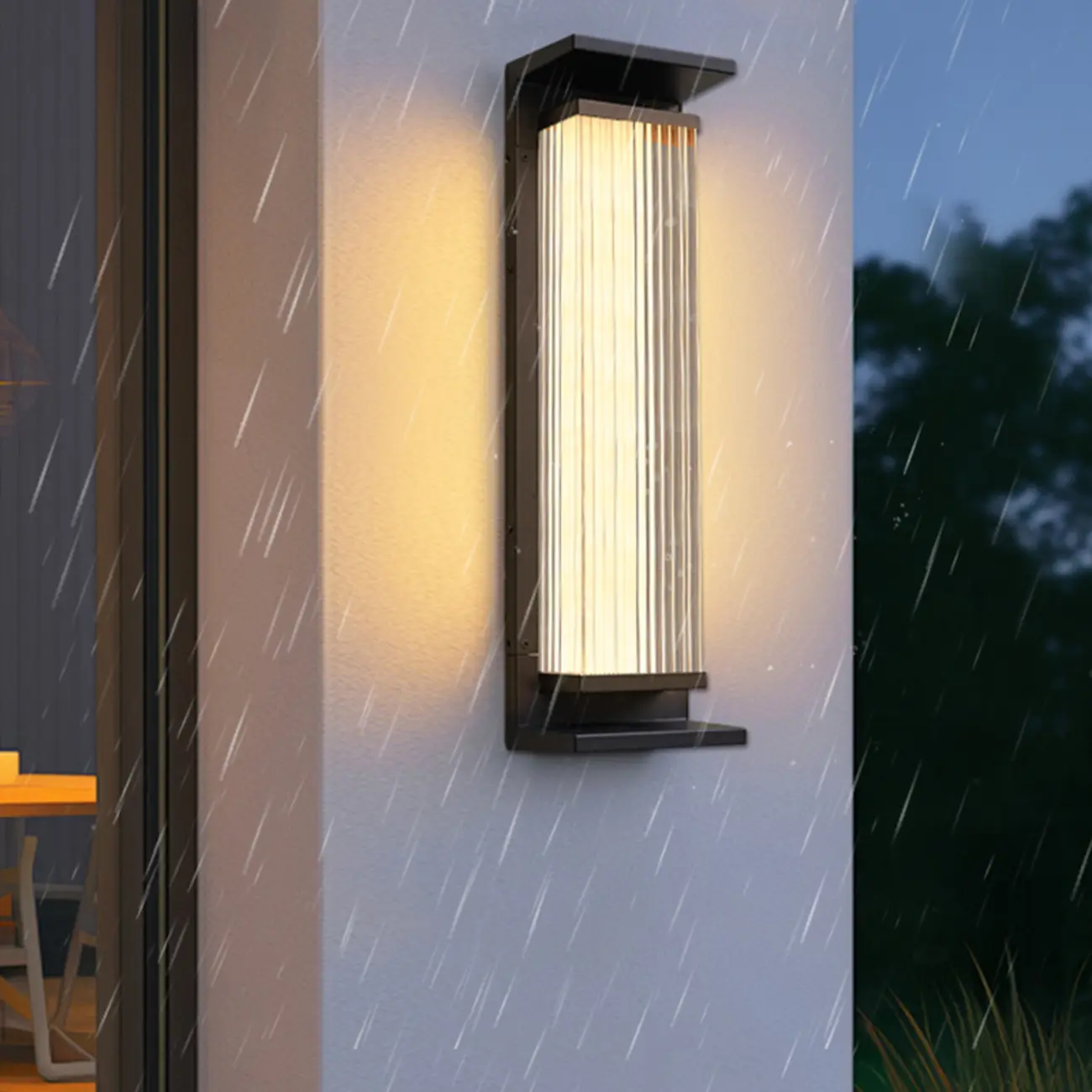 Modern Vertical Rectangle Transparent Shade Wall Sconce Image - 2 | homeyfad