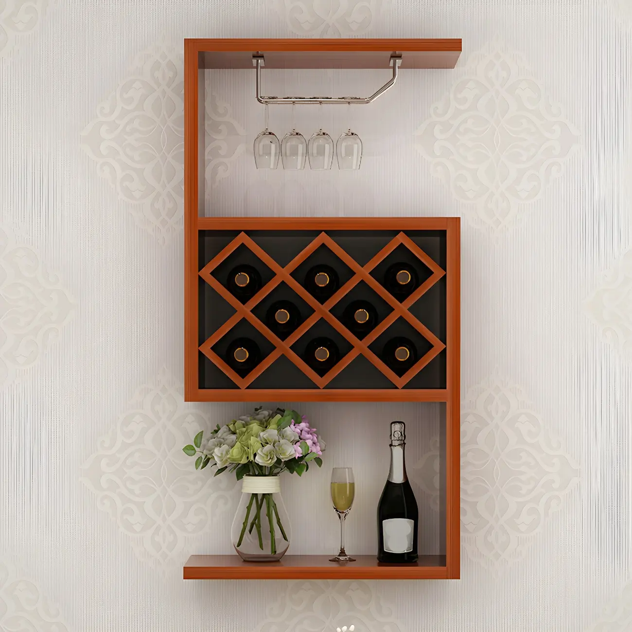 Rubberwood Wine Rack with Stackable Design Exclusively for Discerning Vintners Image - 3 | homeyfad