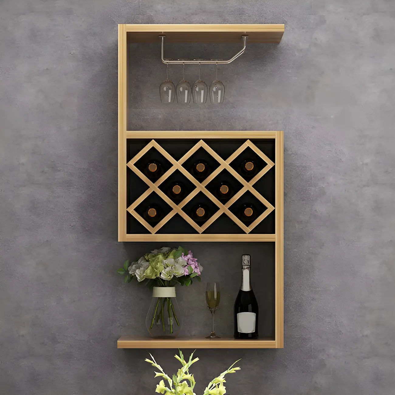 Rubberwood Wine Rack with Stackable Design Exclusively for Discerning Vintners Image - 4 | homeyfad