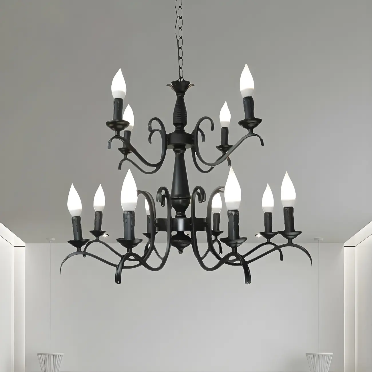 Industrial Black Metal Vintage Candelabra Chandelier Image - 14 | homeyfad