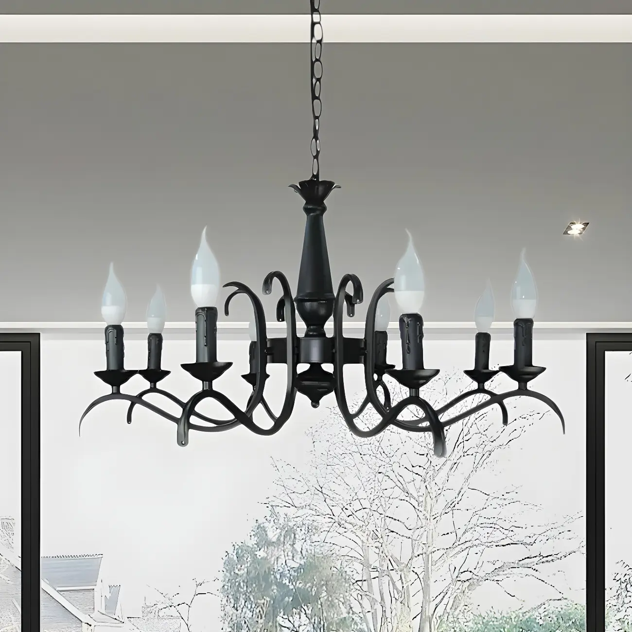 Industrial Black Metal Vintage Candelabra Chandelier Image - 15 | homeyfad