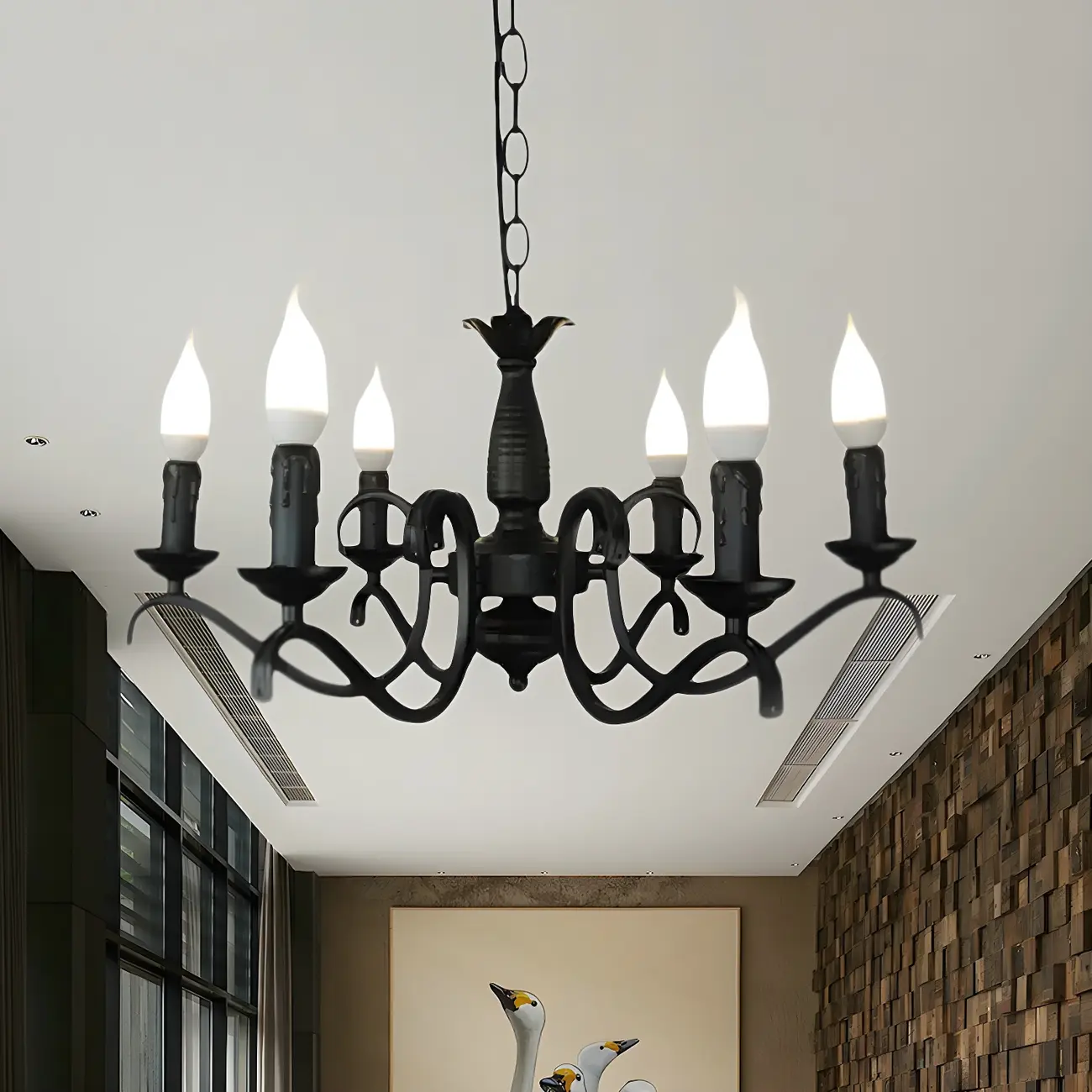 Industrial Black Metal Vintage Candelabra Chandelier Image - 4 | homeyfad