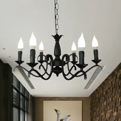 Industrial Black Metal Vintage Candelabra Chandelier Image - 4