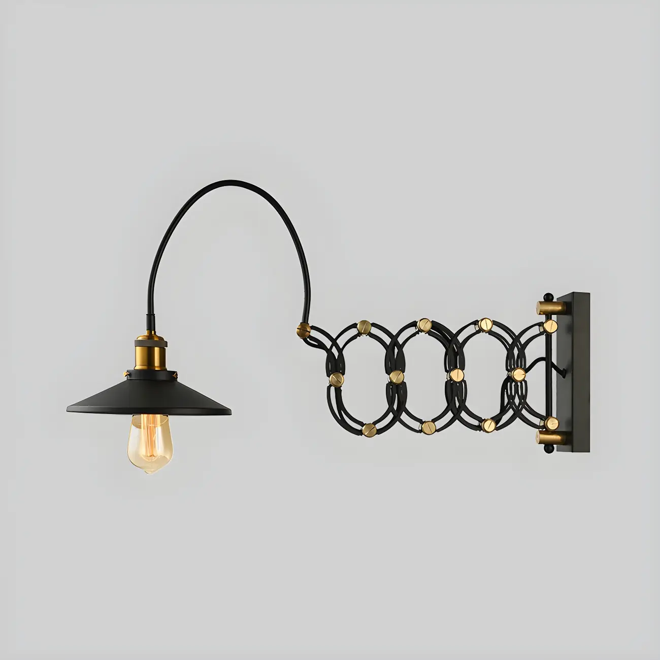 Industrial Black Brass Flexible Swing Arm Wall Light Image - 6 | homeyfad