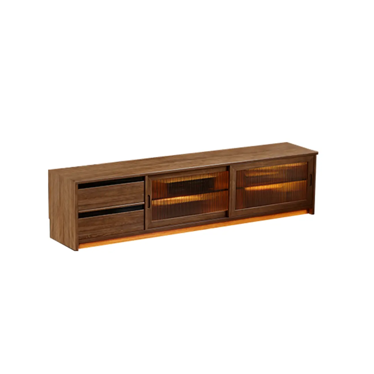 Extendable Long Brown Wood TV Stand with 2 Cabinets Image - 13 | homeyfad