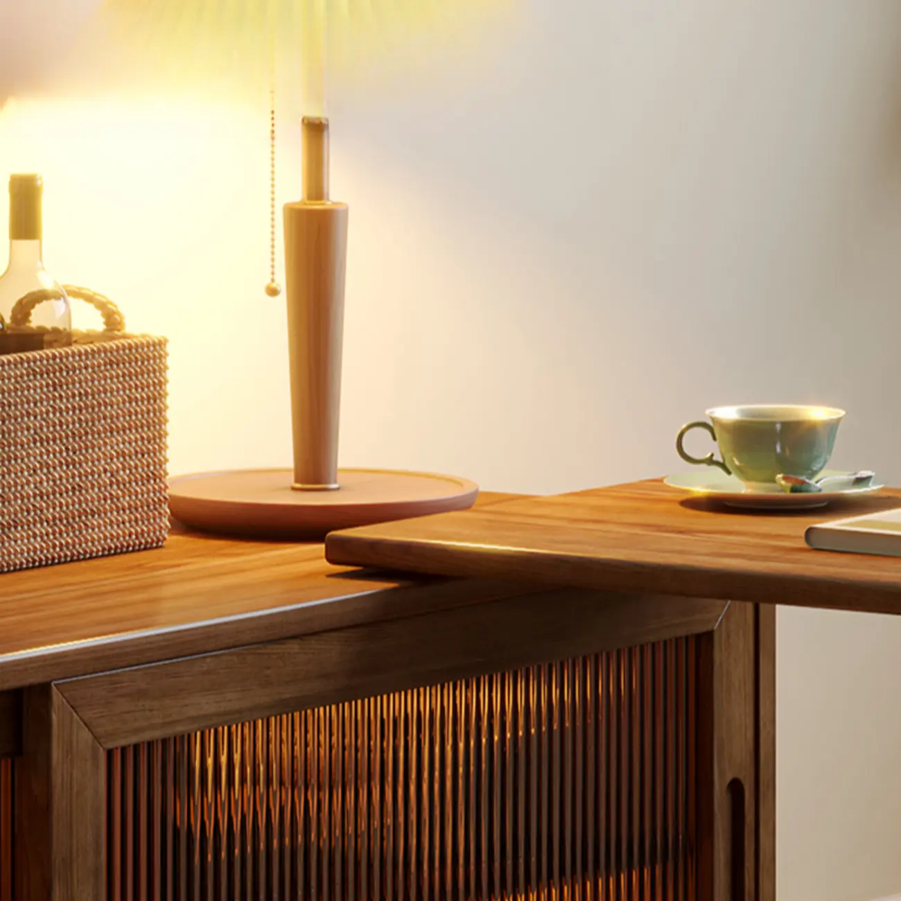 Extendable Long Brown Wood TV Stand with 2 Cabinets Image - 9 | homeyfad