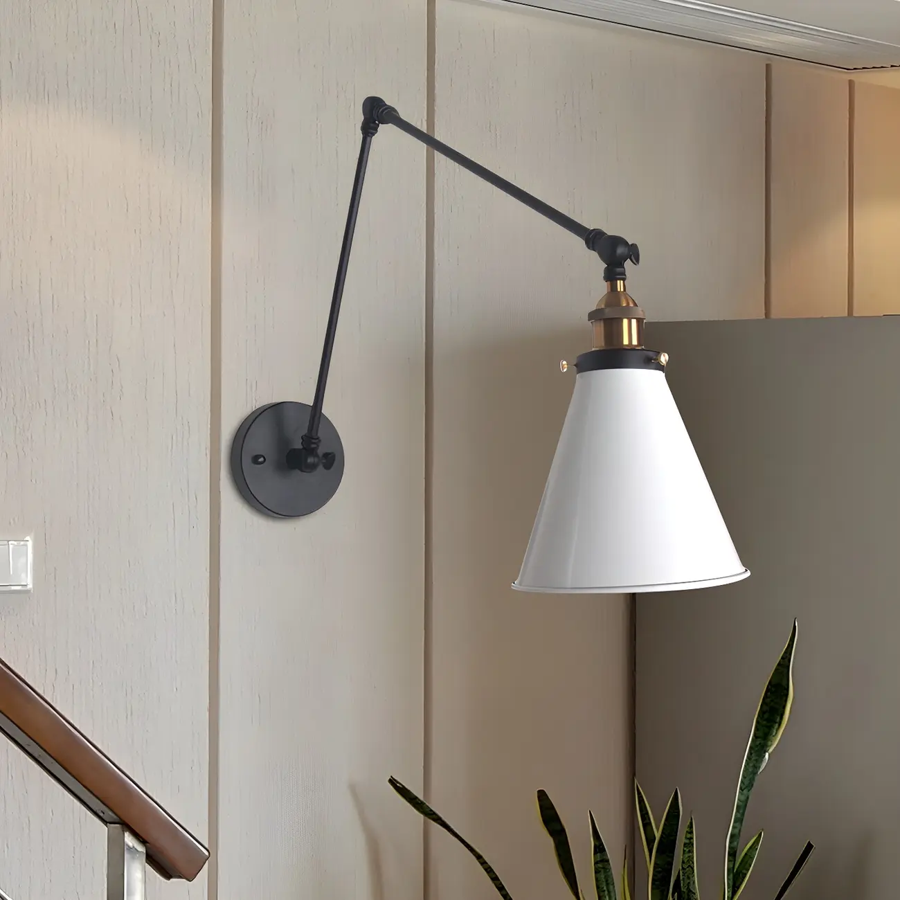 Modern Metal Tapered Swing Arm Wall Light Image - 5 | homeyfad