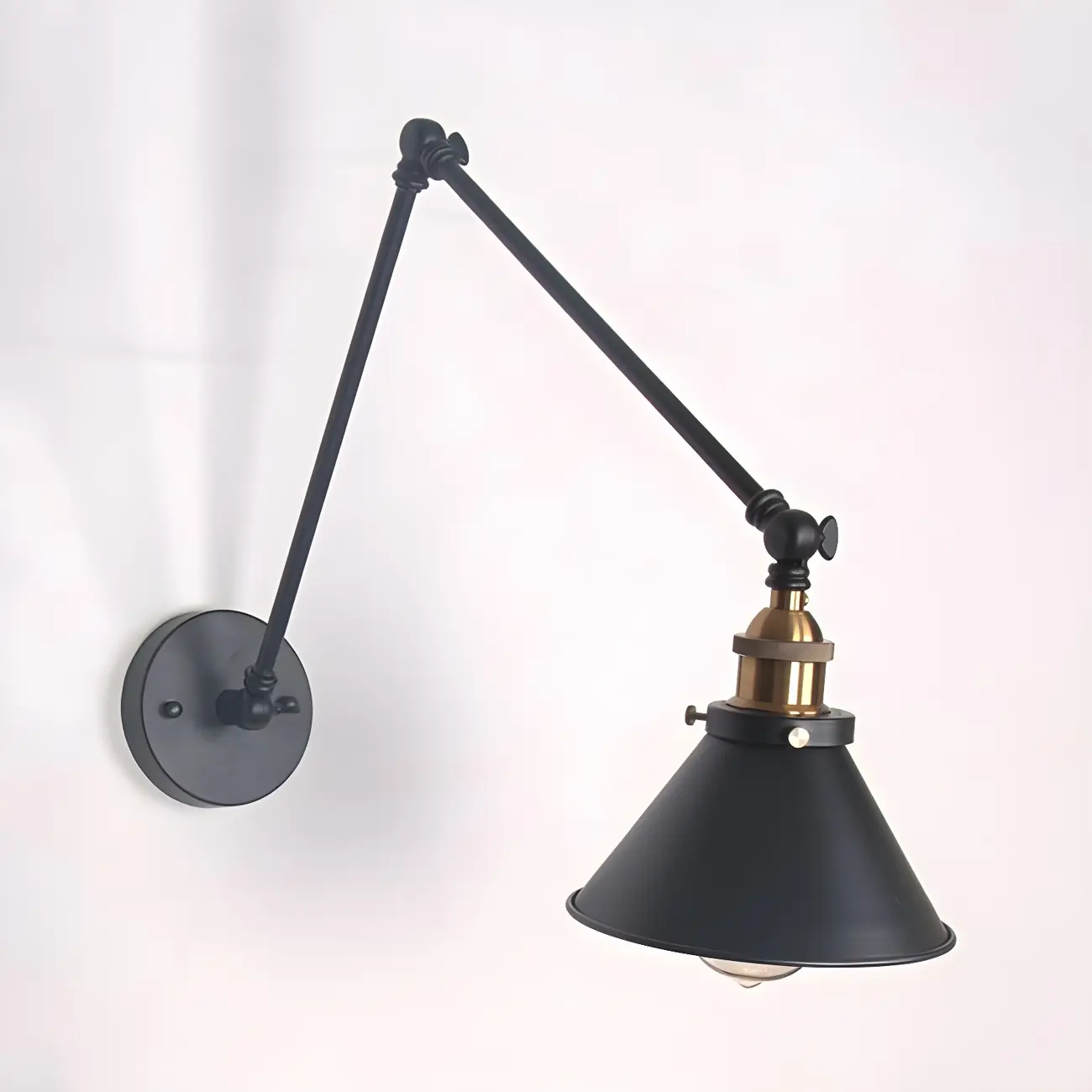 Cone Shade Metal Retro Swing Arm Wall Light Image - 5 | homeyfad