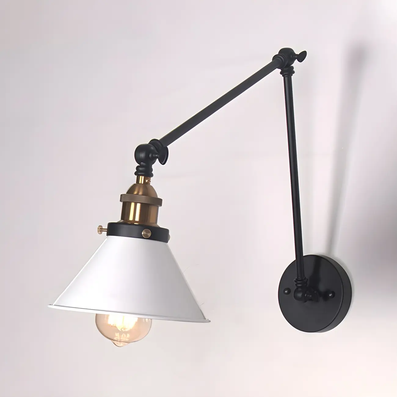 Cone Shade Metal Retro Swing Arm Wall Light Image - 6 | homeyfad