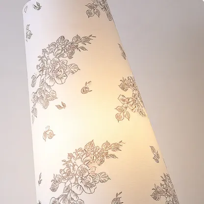 Traditional Vintage Printed Fabric Shade Floor Lamp Image - 6