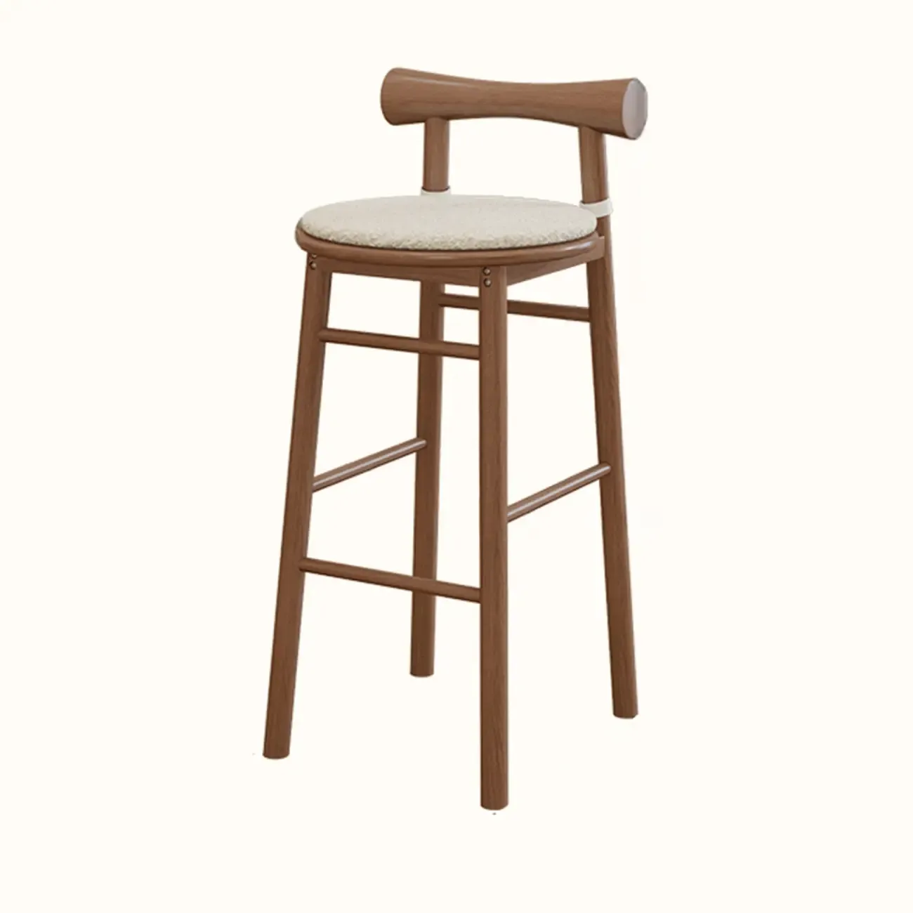 Simplistic Cushioned Round Wood Bar Stools with Backs | HomeyFad