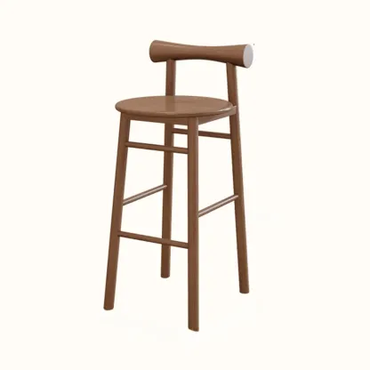 Simplistic Cushioned Round Wood Bar Stools with Backs Image - 7