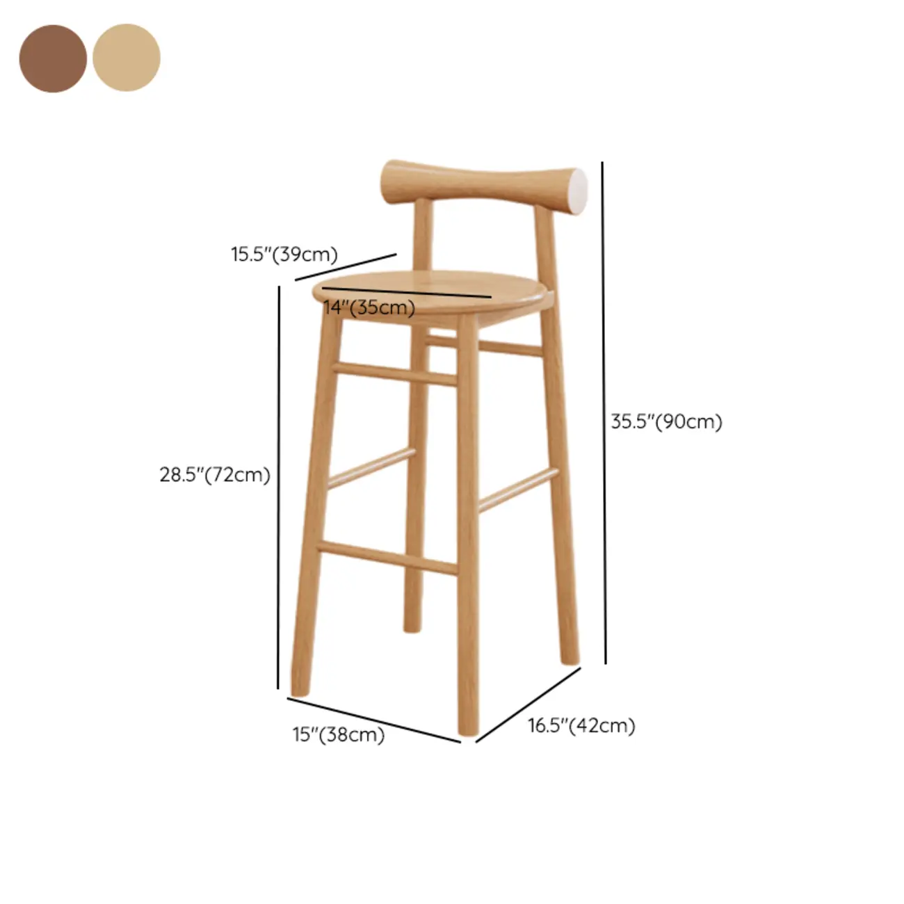 Simplistic Cushioned Round Wood Bar Stools with Backs #size | homeyfad