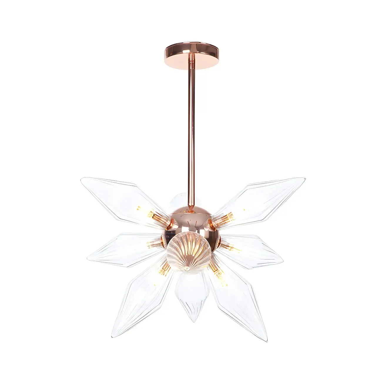 Modern Flower-Shaped Glass Chandelier for Living Room Image - 7