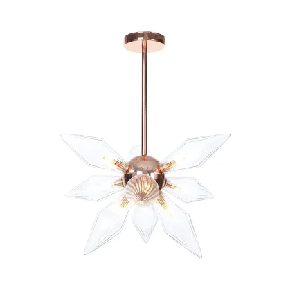 Modern Flower-Shaped Glass Chandelier for Living Room Image - 7