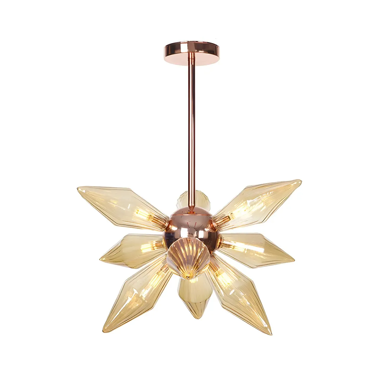 Modern Flower-Shaped Glass Chandelier for Living Room Image - 8