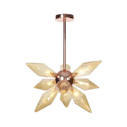 Modern Flower-Shaped Glass Chandelier for Living Room Image - 8