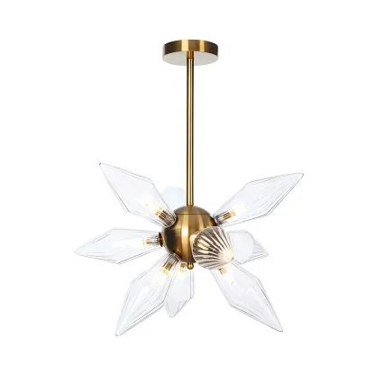Modern Flower-Shaped Glass Chandelier for Living Room Image - 10