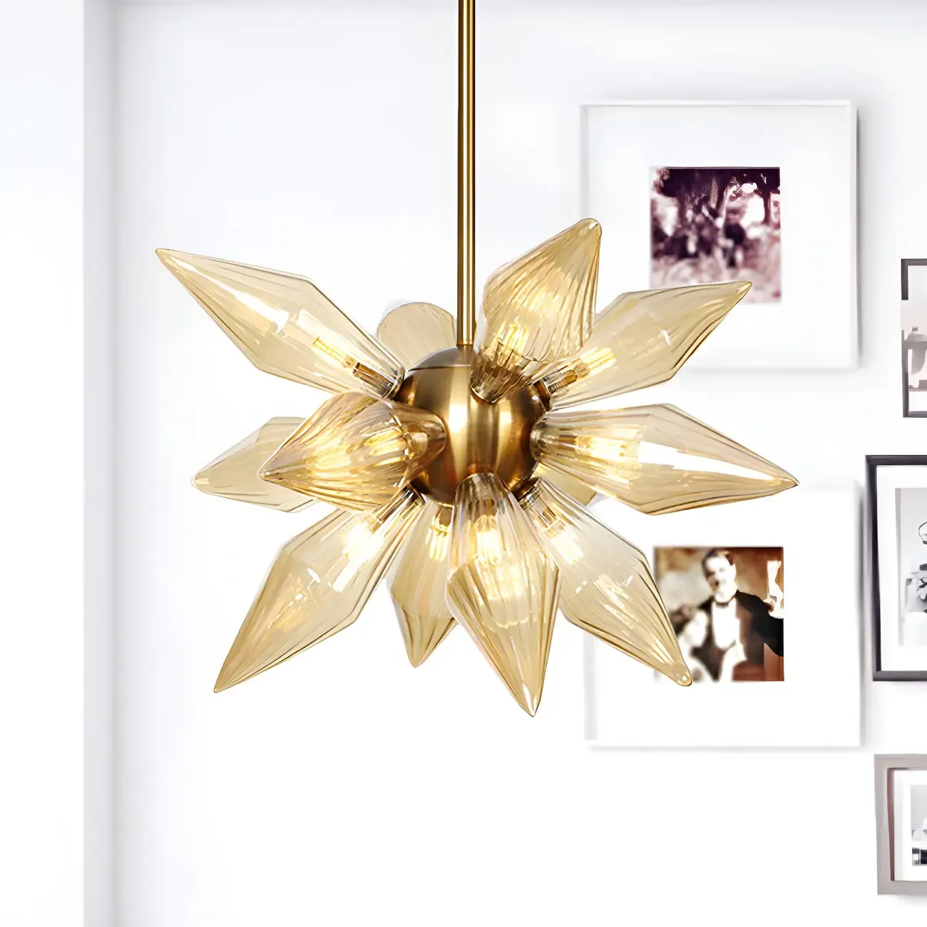 Modern Flower-Shaped Glass Chandelier for Living Room Image - 5