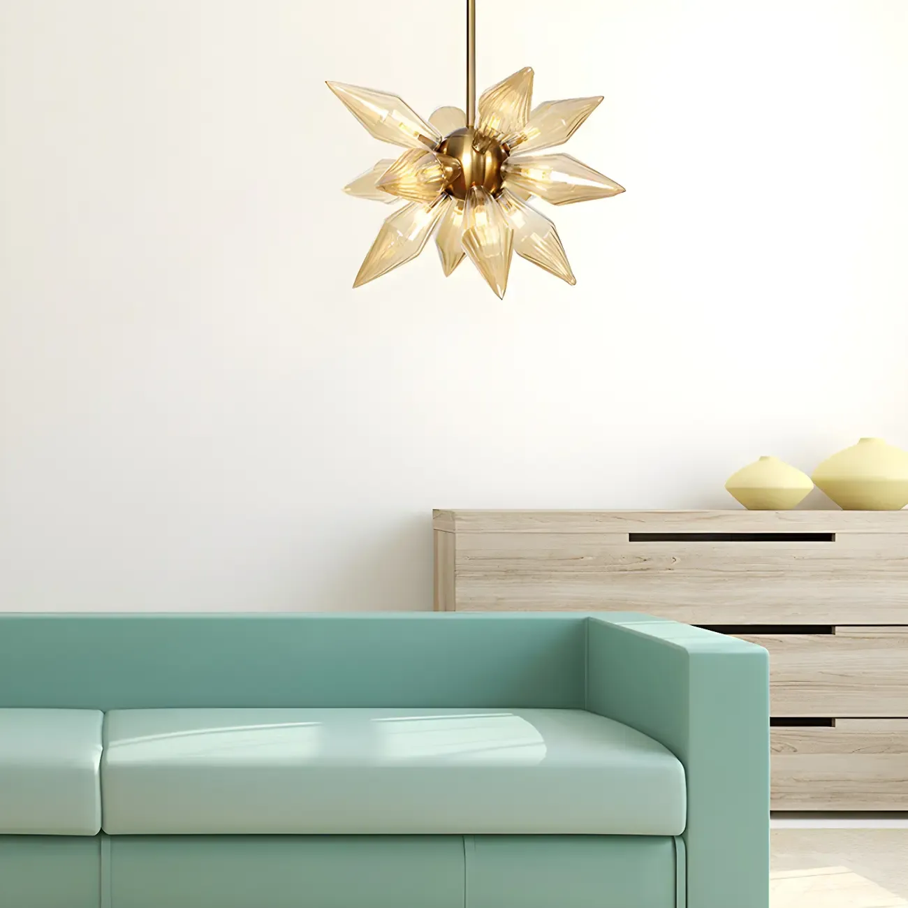 Modern Flower-Shaped Glass Chandelier for Living Room Image - 6